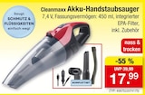 Akku-Handstaubsauger im Angebot bei Zimmermann in Hannover Akku-Handstaubsauger Angebote von Cleanmaxx bei Zimmermann Hannover für 17,99 €