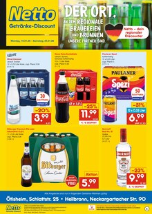 Cola im Netto Marken-Discount Prospekt "DER ORT, AN DEM DU IMMER AUSGEZEICHNETE PREISE FINDEST." mit 2 Seiten (Heilbronn)