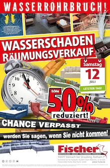 Polstermöbel Fischer Prospekt WASSERSCHADEN RÄUMUNGSVERKAUF mit 2 Seiten