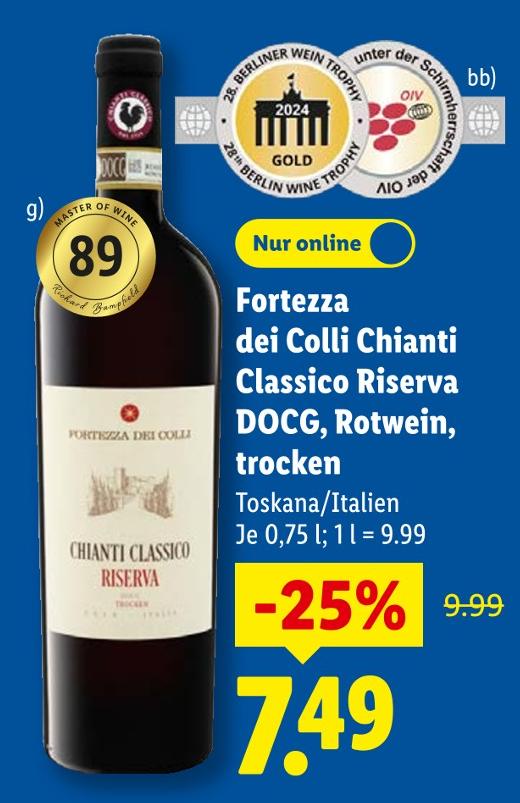 Fortezza dei Colli Chianti Classico Riserva DOCG, Rotwein, trocken