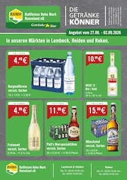 Getränkemärkte Prospekt von Raiffeisen Hohe Mark Hamaland eG in Velen Aktueller Raiffeisen Hohe Mark Hamaland eG Getränkemärkte Prospekt für Velen: DIE GETRÄNKEKÖNNER mit 2} Seiten, 27.08.2026 - 02.09.2026