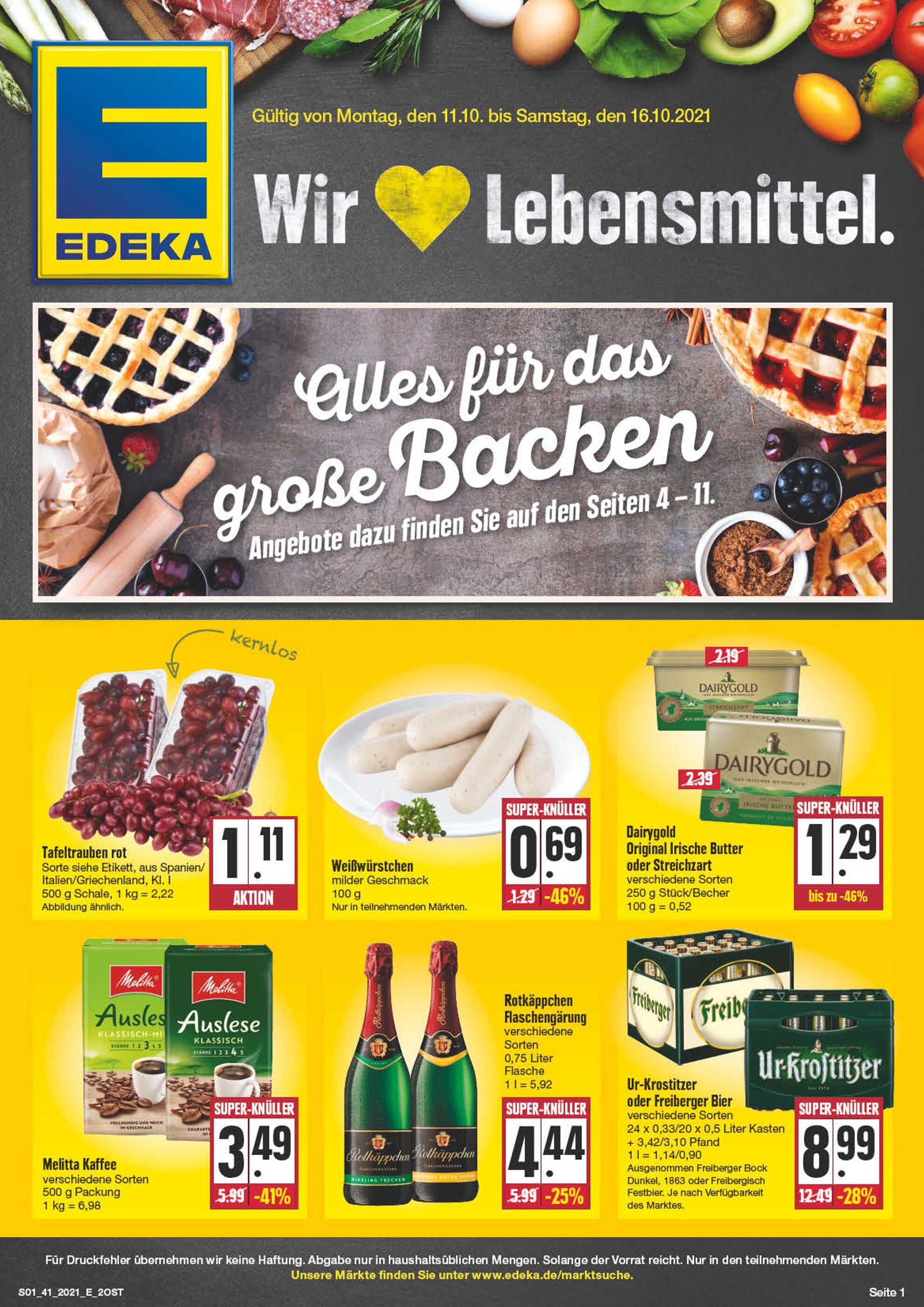 EDEKA Prospekt für Leipzig mit 28 Seiten EDEKA Prospekt für Leipzig: "Wir lieben Lebensmittel!", 28 Seiten, 11.10.2021 - 16.10.2021