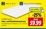 Baby- und Kleinkindermatratze im Angebot bei Lidl in Frankfurt Baby- und Kleinkindermatratze Angebote von LIVARNO home bei Lidl Frankfurt für 59,99 €
