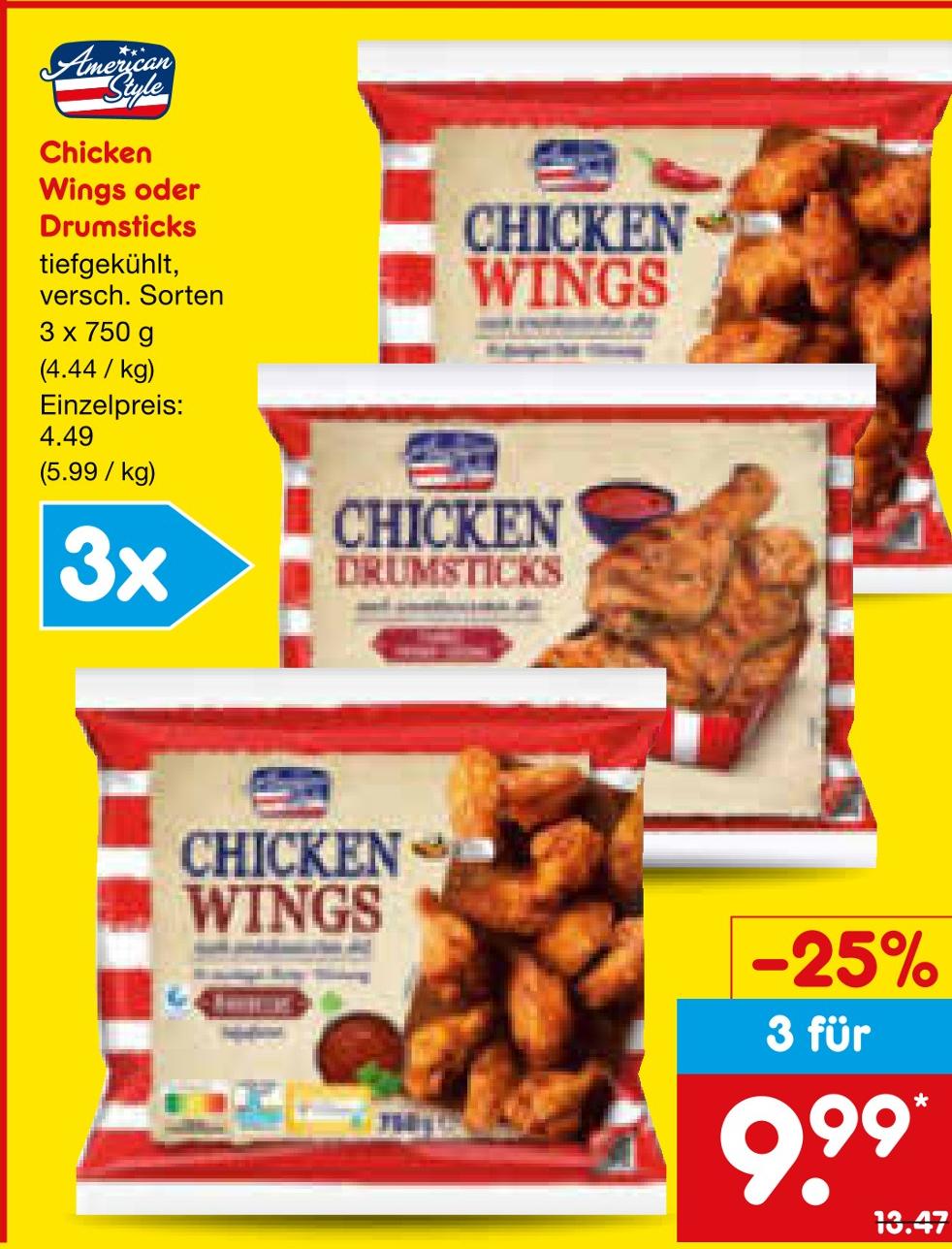Chicken Wings Drumsticks im Angebot bei Netto Marken-Discount in Aschaffenburg Chicken Wings Drumsticks Angebote von American Style bei Netto Marken-Discount Aschaffenburg für 9,99 €