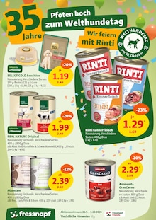 Huhn im Fressnapf Prospekt "35 Jahre - Pfoten hoch, Preise runter!" mit 22 Seiten (Berlin)