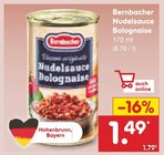 Nudelsauce Bolognese im Netto Marken-Discount Prospekt Nudelsauce Bolognese von Bernbacher im aktuellen Netto Marken-Discount Prospekt für 1,49 €