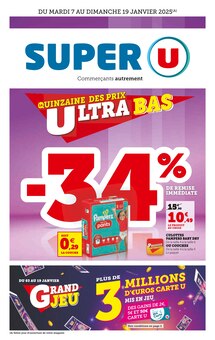 Prospectus Super U de la semaine "LA QUINZAINE DES PRIX ULTRA BAS" avec 1 pages, valide du 07/01/2025 au 19/01/2025 pour Ferrières-en-Bray et alentours