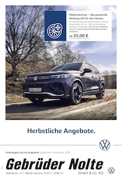 Volkswagen Prospekt für Iserlohn mit 1 Seite Volkswagen Prospekt für Iserlohn: "Herbstliche Angebote.", 1 Seite, 01.09.2025 - 30.11.2025