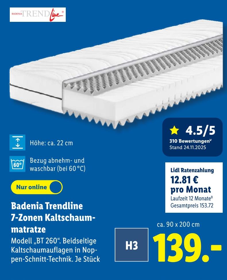 7-Zonen Kaltschaummatratze