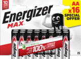 Lot de 16 piles Energizer Max AA/LR6 - ENERGIZER en promo chez Carrefour Saint-Maur-des-Fossés à 9,57 €