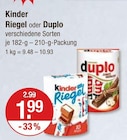 Riegel im V-Markt Prospekt Riegel von Kinder im aktuellen V-Markt Prospekt für 1,99 €