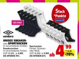 UNISEX SNEAKER- oder SPORTSOCKEN Angebote von umbro bei E center Rastatt für 4,99 €