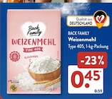 Weizenmehl im Angebot bei ALDI SÜD in Leverkusen Weizenmehl Angebote von Back Family bei ALDI SÜD Leverkusen für 0,45 €