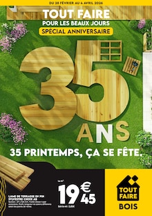 Catalogue Tout Faire à Nérac cette semaine, valable du 28/02/2026 au 04/04/2026 Prospectus Tout Faire à Nérac, "TOUT FAIRE POUR LES BEAUX JOURS", 8 pages de promos valables du 28/02/2026 au 04/04/2026