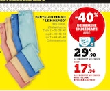 Pantalon femme "le Morpho" - Collection U en promo chez Super U Boulogne-Billancourt à 17,94 €