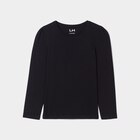 T-shirt coton manches longues à fronces noir fille - La Halle T-shirt coton manches longues à fronces noir fille à 3,99 € dans le catalogue La Halle