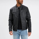 Blouson biker simili cuir noir homme en promo chez La Halle Blouson biker simili cuir noir homme dans le catalogue La Halle