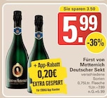 Deutscher Sekt im Angebot bei WEZ in Bad Oeynhausen Deutscher Sekt Angebote von Fürst von Metternich bei WEZ Bad Oeynhausen für 5,99 €