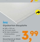 Gipskarton-Bauplatte von Knauf für 3,99 € bei Globus-Baumarkt im Angebot Gipskarton-Bauplatte von Knauf im aktuellen Globus-Baumarkt Prospekt