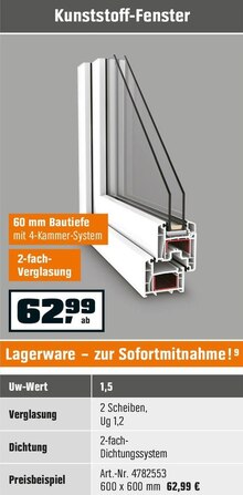 Kunststoff-Fenster bei OBI in Herne Kunststoff-Fenster im Angebot bei OBI Herne für 62,99 €