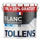 Peinture(d) Tollens ultra couvrant murs, plafonds et boiseries mat blanc 10L+20% gratuit - Tollens en promo chez Castorama Vaulx-en-Velin à 89,90 €
