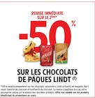 -50% remise immédiate sur le 2ème sur les chocolats de pâques LINDT à Intermarché Hyper dans Hondouville