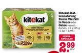 Katzennahrung Bunte Vielfalt in Sauce oder Gelee Angebote von Kitekat bei E center Frankfurt für 2,99 €