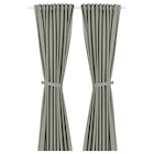 2 Gardinen + Raffhalter hell graugrün Angebote von LENDA bei IKEA Bremerhaven für 29,99 €