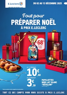 Prospectus E.Leclerc de la semaine "Tout pour PRÉPARER NOËL À PRIX E.LECLERC" avec 1 pages, valide du 02/12/2025 au 13/12/2025 pour Saint-Martin-d'Hères et alentours