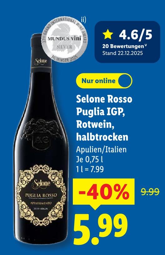 Rosso Puglia IGP, Rotwein, halbtrocken