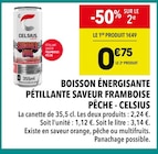 Boisson énergisante pétillante saveur framboise pêche - Celsius - Supeco Boisson énergisante pétillante saveur framboise pêche - Celsius à 0,75 € dans le catalogue Supeco