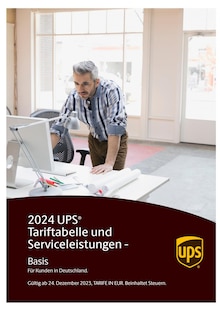 Aktueller UPS Prospekt "Tariftabelle und Serviceleistungen" Seite 1 von 69 Seiten für Ansbach