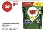 Capsules lave-vaisselle Citron Tout en 1* - FAIRY en promo chez Casino Supermarchés Brest à 6,99 €