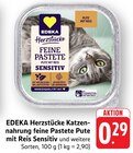 Herzstücke Katzennahrung feine Pastete Pute mit Reis Sensitiv Angebote von EDEKA bei E center Neu-Ulm für 0,29 €