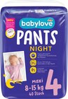 Baby Pants Night Gr. 4 Maxi (8-15 kg) von babylove für 8,95 € bei dm-drogerie markt im Angebot Baby Pants Night Gr. 4 Maxi (8-15 kg) von babylove im aktuellen dm-drogerie markt Prospekt