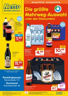 Coca Cola im aktuellen Netto Marken-Discount Prospekt (Gelsenkirchen) Coca Cola im Netto Marken-Discount Prospekt "DER ORT, AN DEM DU IMMER AUSGEZEICHNETE PREISE FINDEST." mit 2 Seiten (Gelsenkirchen)