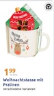 Geschenk-Deko im Action Prospekt Weihnachtstasse mit Pralinen im aktuellen Action Prospekt für 1,99 €