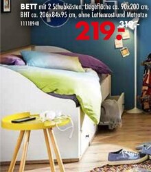 BETT mit 2 Schubkästen, Liegefläche ca. 90x200 cm, bei Möbel Kraft in Hamburg BETT mit 2 Schubkästen, Liegefläche ca. 90x200 cm, im Angebot bei Möbel Kraft Hamburg für 219,00 €
