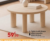 Table à café Anaya effet travertin en promo chez Maxi Bazar Créteil à 59,99 €