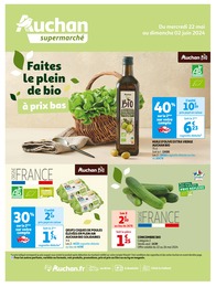 Prospectus Auchan Supermarché, "Faites le plein de bio à prix bas",  pages, 22/05/2024 - 02/06/2024
