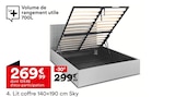 Lit coffre 140x190 cm Sky en promo chez But Lit coffre 140x190 cm Sky dans le catalogue But