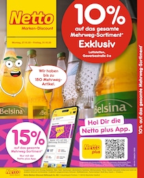 Netto Marken-Discount Prospekt für Jestetten mit 2 Seiten Netto Marken-Discount Prospekt für Jestetten: "10% auf das gesamte Mehrweg-Sortiment", 2 Seiten, 27.10.2025 - 01.11.2025