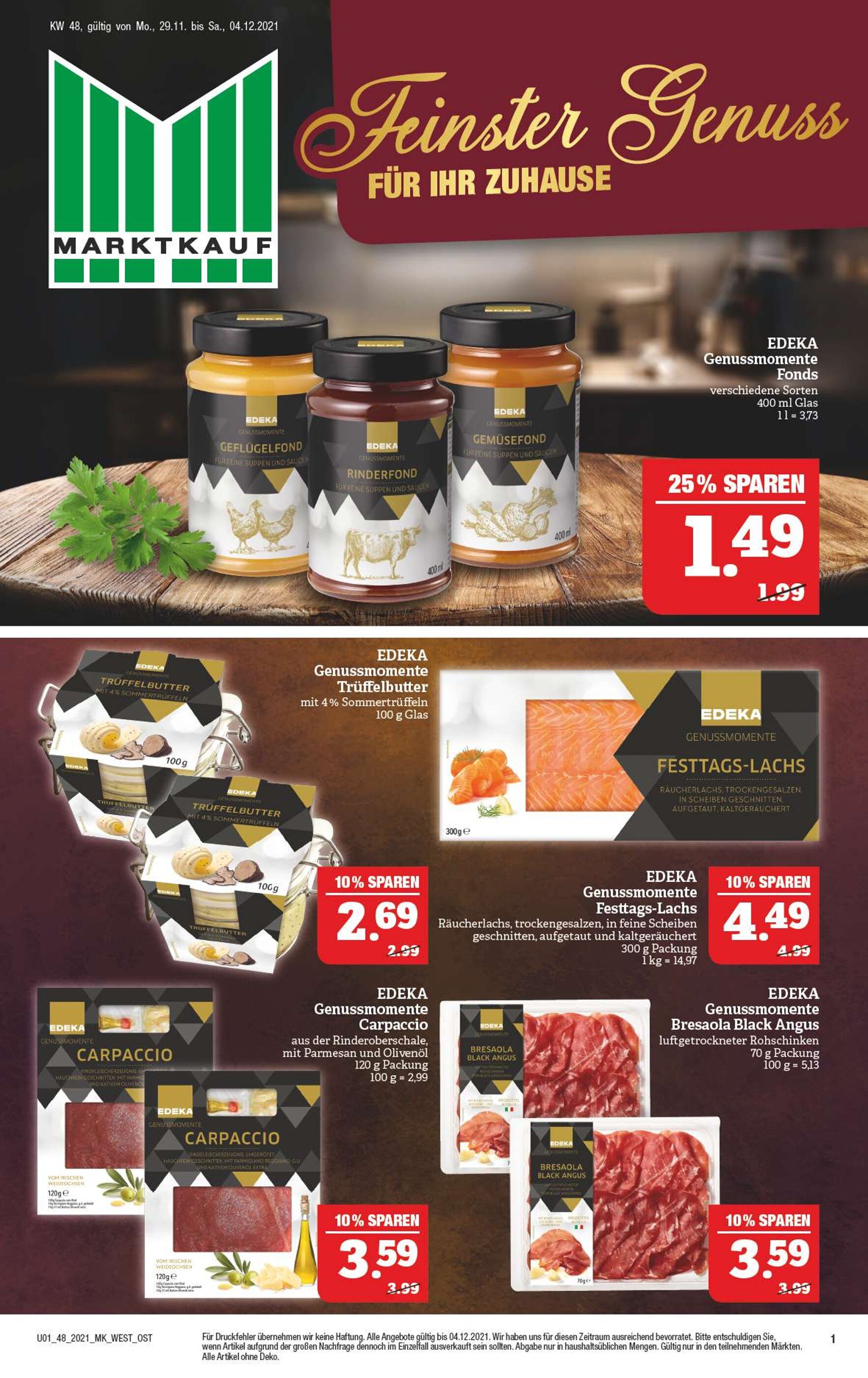 Marktkauf Prospekt für Döbeln mit 48 Seiten Marktkauf Prospekt für Döbeln: "Feinster Genuss!", 48 Seiten, 29.11.2021 - 04.12.2021