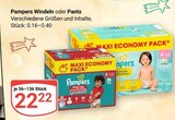 Windeln Angebote von Pampers bei GLOBUS Worms für 22,22 €