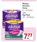 Discreet Pants oder Big Pack Angebote von Always bei Rossmann Neumünster für 7,77 €