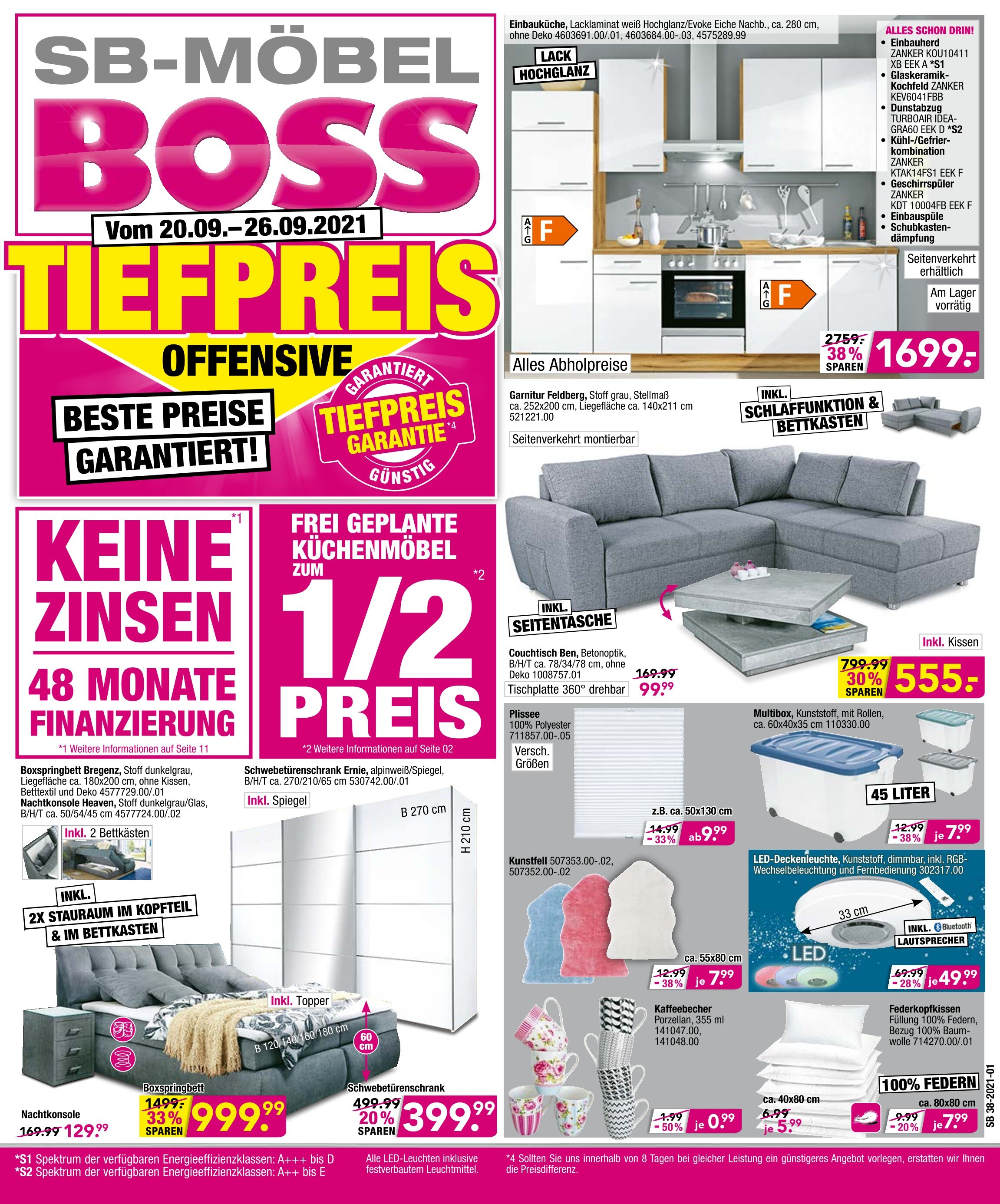 SB Möbel Boss Prospekt für Mönchengladbach mit 14 Seiten SB Möbel Boss Prospekt für Mönchengladbach: "Aktuelle Angebote", 14 Seiten, 20.09.2021 - 26.09.2021