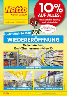 Netto Marken-Discount Prospekt "Wiedereröffnung - 10% AUF ALLES." mit  Seiten (Gelsenkirchen)