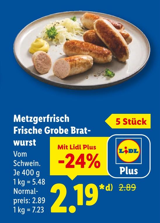 Metzgerfrisch Frische Grobe Bratwurst