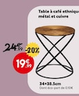 Table à café ethnique métal et cuivre 34x38.5cm dans le catalogue Maxi Bazar