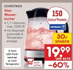 Glas-Wasserkocher von GOURMETMAXX für 19,99 € bei Netto Marken-Discount im Angebot Glas-Wasserkocher von GOURMETMAXX im aktuellen Netto Marken-Discount Prospekt